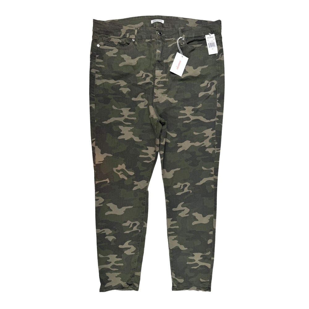 Good American Good Legs Camo Jeans Womens 24 Green New Camouflage Skinny GL403AT